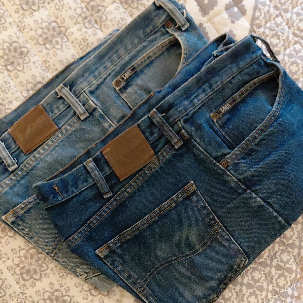 2 Pairs Men'sS Lee Blue Denim Jeans 36 X 30 EUC